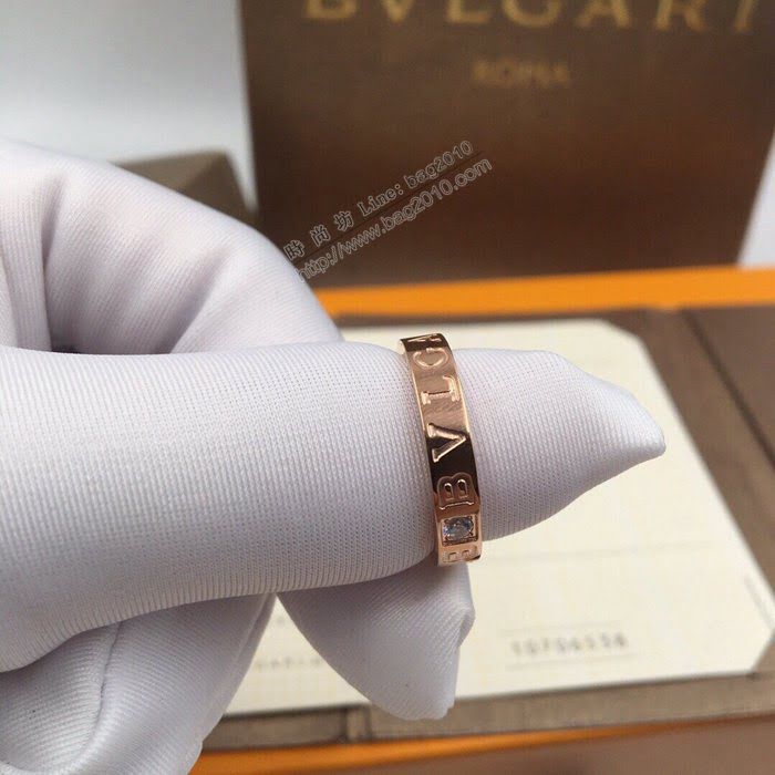 Bvlgari飾品 寶格麗字母方鑽戒指 高端S925純銀鍍18K金  zgbq3360